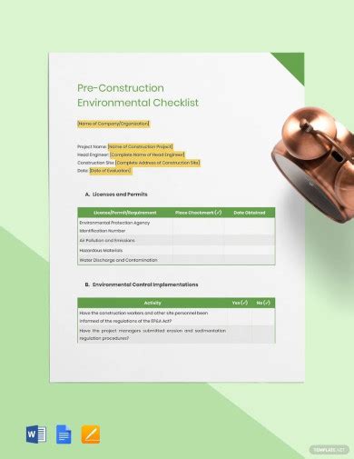 Image result for Pre-Construction Activities Checklist