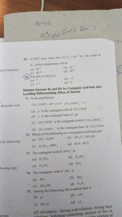 Relation between Ka and Kb for Conjugate acid-base pair, Levelling/Differ..