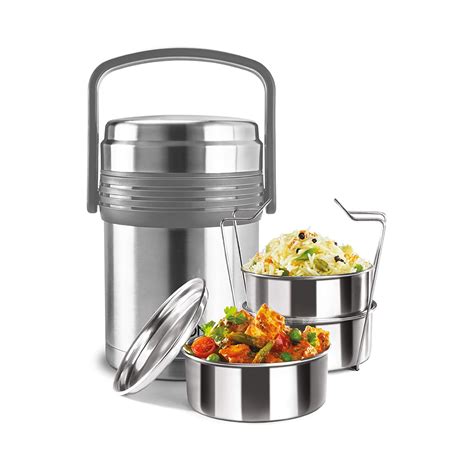 Milton Opus Stainless Steel Tiffin Box | Silver & Black – Rasoi Shop