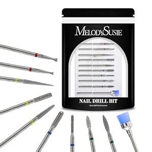 MelodySusie Diamond Cuticle Nail Drill Bits Set 10pcs, 3/32''(2.35mm ...
