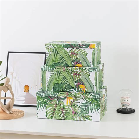 Buy Soul & Lane Decorative Storage Cardboard Boxes with Lids | Tropical ...
