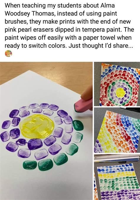 Alma woodsey thomas lesson make prints with the end of new pink pearl ...