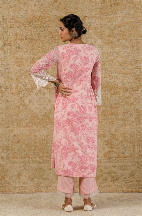 Devnaagri - Blush Pink Block Printed Kurta Set