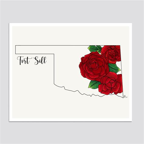 OKLAHOMA State Flower Print, State Art Print, Gift Idea, Map Art - Etsy