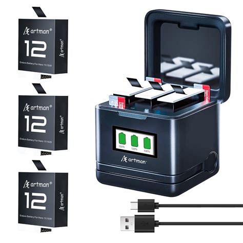 Artman Enduro Battery 3-Pack for Gopro Hero 11 Black, Hero 10 Black ...
