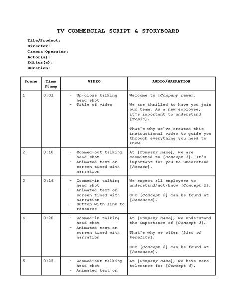 Image result for Storyboard Script Advertisement Sample