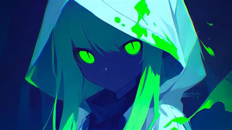 Wallpaper girl, cloak, art, anime, acid hd, picture, image