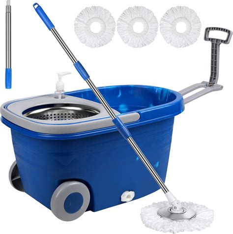 Mop and Bucket with Wringer Set 25QT，Stainless Steel Deluxe 360 ...