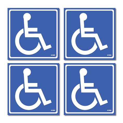 (4-Pack) Disabled Wheelchair Sign Stickers, Disability Sign, Handicap ...