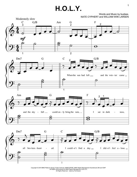 H.O.L.Y. by Florida Georgia Line Sheet Music for Big Note Piano at ...