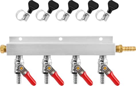 Buy WELLBOM Gas Manifold, Homebrew 4-Way CO2 Brewing Integrated Check ...