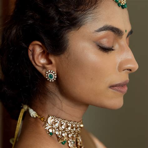Buy Pahali Victorian Polki Stud Earrings in Chennai