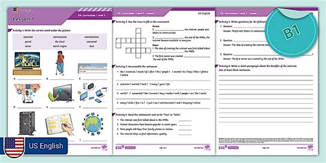 ESL Curriculum US Version Level 9 Lesson 1 Activity Sheet