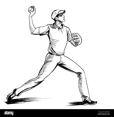 Baseball player throwing ball Black and White Stock Photos & Images - Alamy