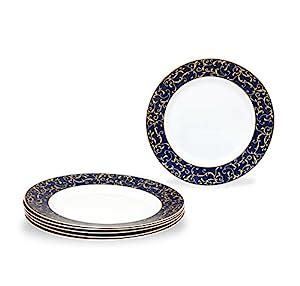 Buy Sovrana Diva Blue Golden Flower Border Dinnerware Set of 33 Online ...