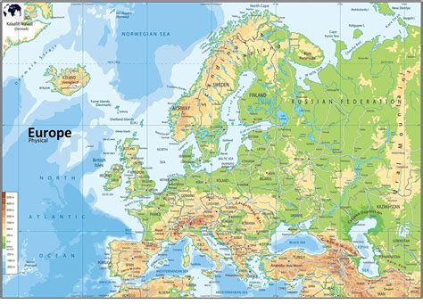 Free Printable Labeled Map of Europe Physical Template PDF
