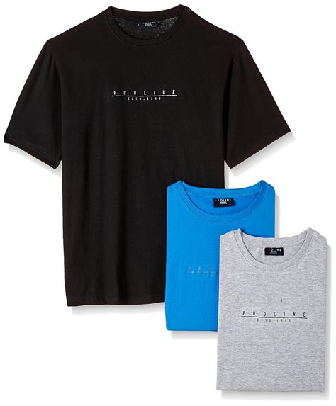 Buy Proline Men's T-Shirt (8907007340745_RNPCK17_BK/DB/GML_XL_Black ...