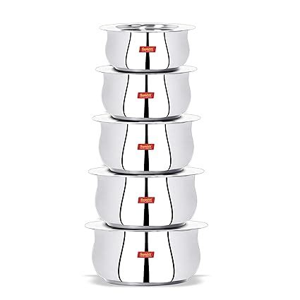 Buy Sumeet Stainless Steel Cookware Set With Lid, 5 Piece (Steel), 2.4 ...