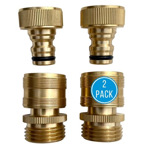 Quick Connector Garden Hose Fittings (2 Pack) - Leak Free - 3/4" Snap ...