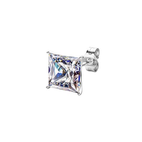 Sparkling Martini Square Solitaire Stud Earring in 925 Sterling Silver ...