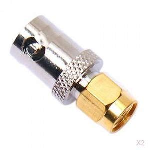 2xBNC Female Jack to SMA Male Plug Coax Converter Adapter High Quality ...