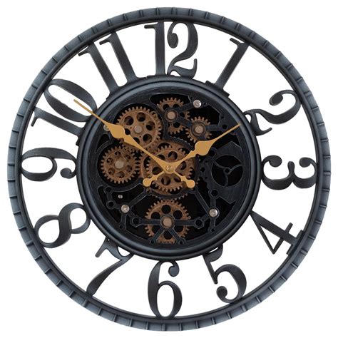 OCEST 16 Inch Moving Gear Wall Clock, Oversized Industrial Retro Moving Mechanical Wall Clock ...