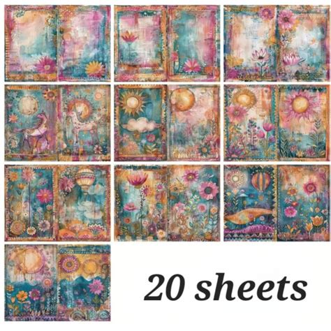 20 Whimsical Mixed Media Decoupage Mixed Media Papers 8.26"x5.7" - Etsy