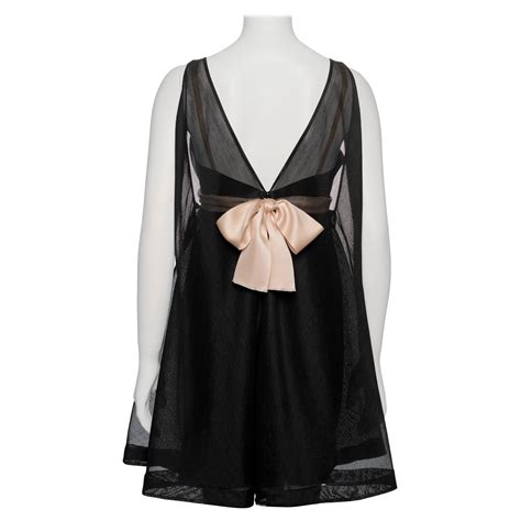 Balenciaga Haute Couture Black Baby Doll Dress with Nude Pink Silk Bow ...