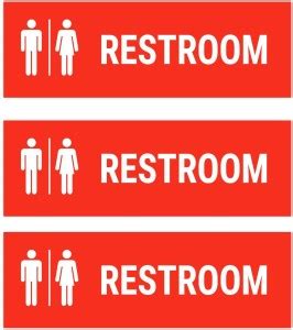 Mindcraftz Rest Room Sign Board Red color Pack of 3 | 12 x 4 inches ...