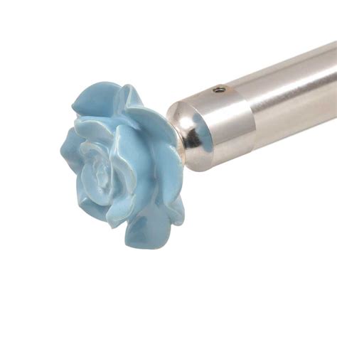 Blue Ceramic Rose Curtain Rod Finial TopÂ In Pair