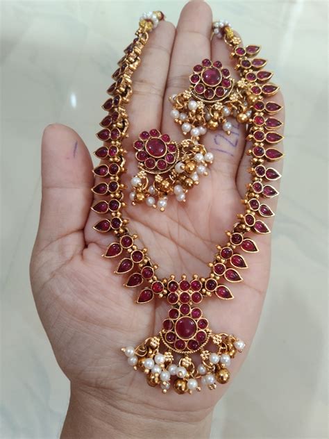 Ruby Stone Mullamottu Necklace – Paradise Jewllery