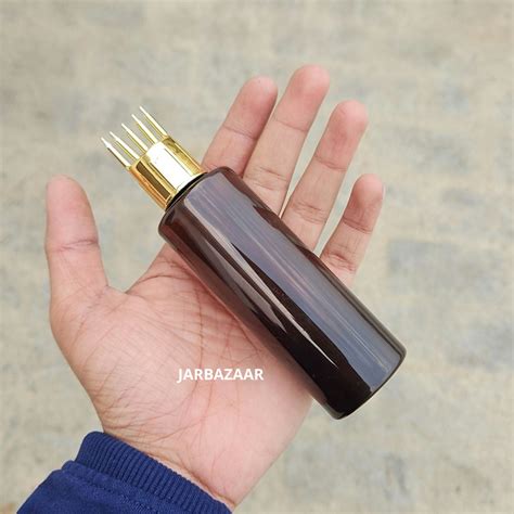 100 ML GLI Amber Pet Bottle (With Golden Comb Cap) – JarBazaar