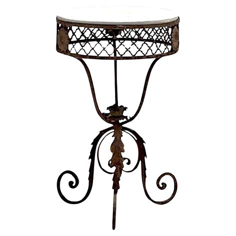 Vintage Hand Forged Wrought Iron Round End Side Table For Sale at 1stDibs