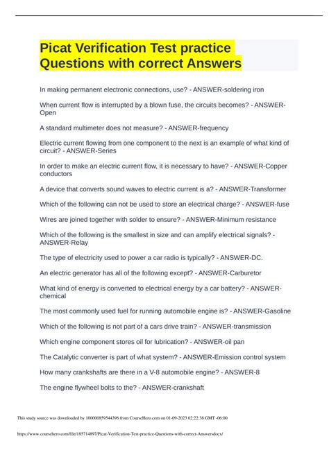 Picat Verification Test practice Questions with correct Answers - Picat ...