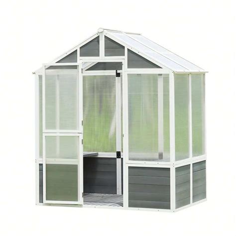 Greenhouse, Wooden Greenhouse Polycarbonate Garden Shed For Plants, 76 ...