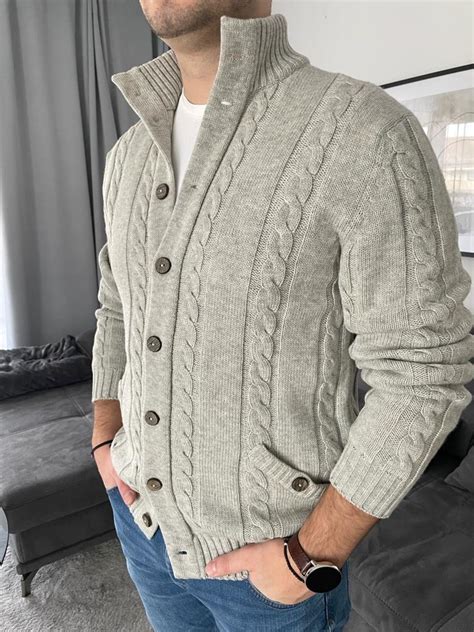 Wool Men Cardigan. Merino Wool Cardigan. Men Wool Sweater. Knit Men ...