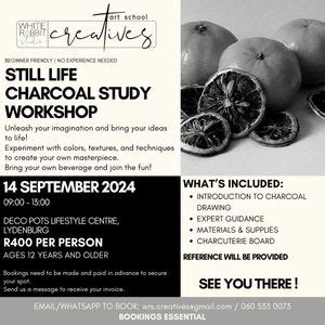 Still Life Charcoal Study Workshop, Morgan Str FA1 Deco Pots Lifestyle ...