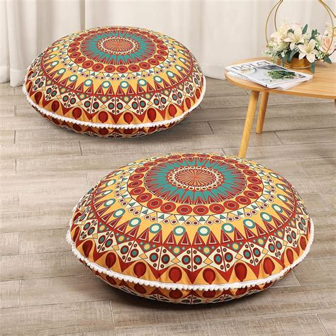 Amazon.com: LOVMOC 32 inches Meditation Floor Cushion for Adults, 2 ...