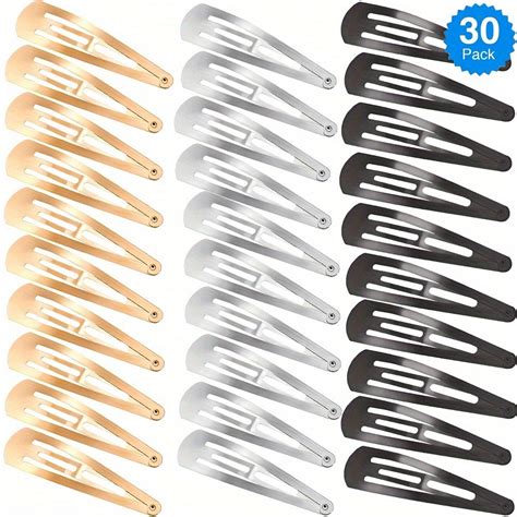 SDJMA 30Pcs Metal Hair Clips for Women, Flat Snap Barrettes, 5cm Hair ...