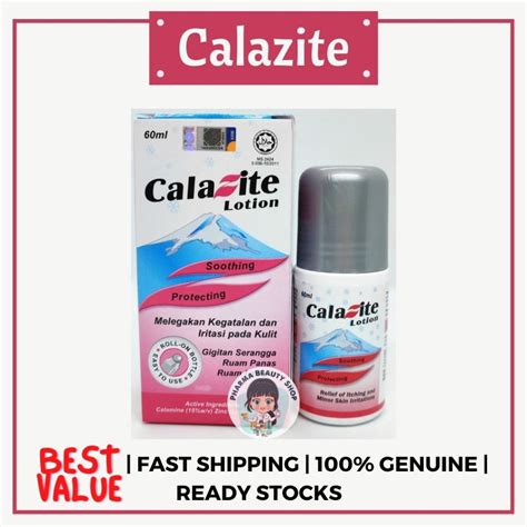Calazite Lotion (Calamine) Roll-On 60ml - For Skin Itchiness/ Diaper Rash/ Heat Rash/ Chicken ...