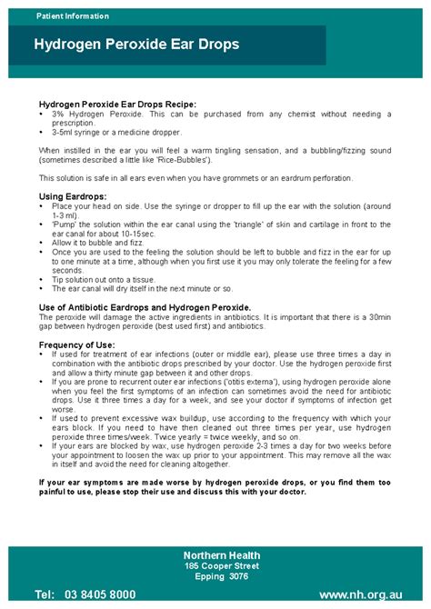 Hydrogen Peroxide Ear Drops - Northern Health 185 Cooper Street Epping ...