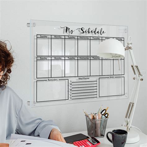 HGWXX7 Acrylic Weekly Planner Whiteboard, Clear Dry Erase Calendar ...