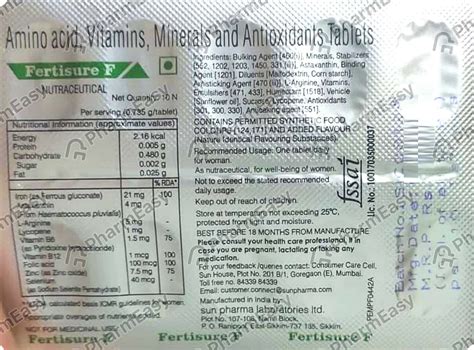 Fertisure F Strip Of 10 Tablets: Uses, Side Effects, Price & Dosage ...