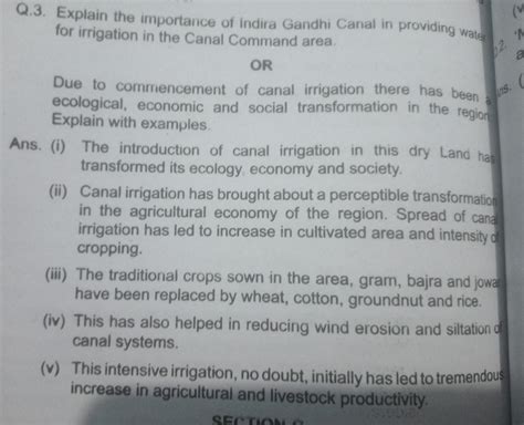 Explain the importance of indira gandhi canal for providing water for ...