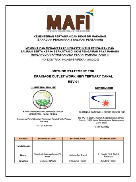 Image result for Contoh Method Statement
