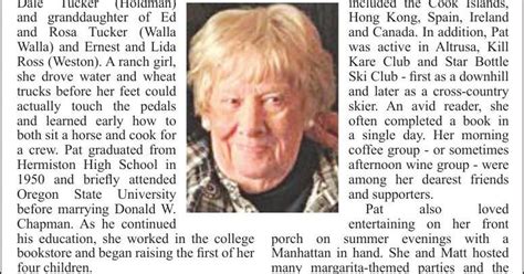 Obituary: Patricia Louise Tucker Chapman, November 27, 1931-December 21 ...