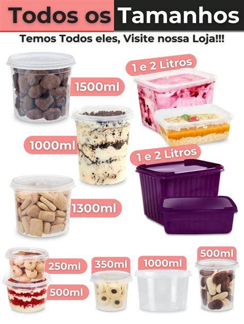 Kit 25 / 50 / 75 / 100 Potes Plásticos Bolo No Pote Sorvete Embalagem ...