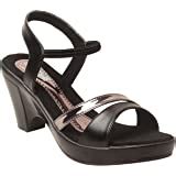 Feel it Leatherite Black Color Block Heel Sandals For Women's & Girl's ...