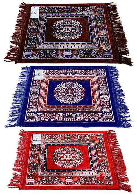 Kuber Industries 3 Pieces Velvet Prayer Mat/Aasan/Pooja Mat/Meditation ...