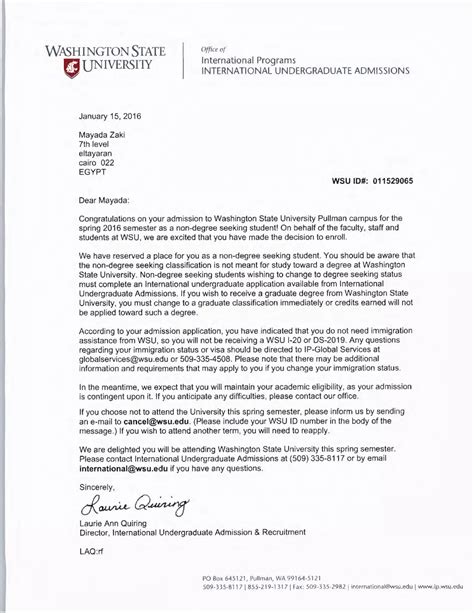 acceptance letter of WSU | PDF